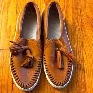 Vine Camuto Leather Tassel Slip On Sneakers